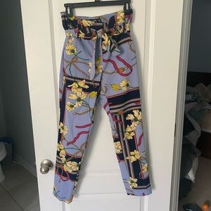New York & Company Multi-Colored Crop Pants with Belt
